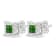 Sterling Silver Color Treated Princess Green Diamond Quad Stud Earring 1/2ctw