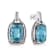 Sterling Silver 14x10MM Cushion Cut Blue Topaz Gemstone and Diamond
Accent Dangle Earrings