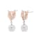 14K Rose Gold 1/6 Cttw Round Diamond and 8mm Round Pearl Floral Drop
Stud Earrings