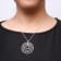 18K White Gold Round Red Ruby Gemstone and Round Diamonds Spiral
Statement Pendant Necklace