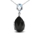 18K White Gold Pear Cut Blue Topaz and Black Onyx Gemstone with Diamond
Accent Dangle Drop Pendant