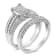 Sterling Silver 3/4ctw Round Diamond Composite Engagement Ring and Band Set