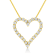 14K Yellow Gold Over Sterling Silver 2.0ctw Round Diamond Open Heart Necklace