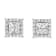 Sterling Silver 1/4ctw Princess and Round Cut Diamond Halo Stud Earrings