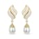 18k Yellow Gold 7.0 Cttw Baguette and Round Diamond South Sea Pearl Drop
Dangle Omega Earrings