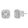 Sterling Silver 1/10ctw Prong-Set Round Cut Diamond Square Shape with
Milgrain Halo Stud Earrings