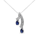 14K White Gold 5x4 MM Oval Blue Sapphire and Diamond Accent Double Drop
Ribbon 18" Pendant Necklace