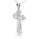 Sterling Silver 1.00 Cttw Diamond Fleur De Lis Cross 18" Pendant Necklace