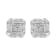 Sterling Silver Round Cut Diamond Square Stud Earrings .04ctw