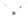 18K Rose Gold Round Blue Topaz and Round Sapphire with Diamond Accent Necklace