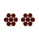14K White Gold 1.0ctw Treated Red Diamond Prong Set 7 Stone Floral Stud Earrings