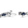 10K White Gold Oval Sapphire Gemstone and 1/10ctw Diamond Prong Set
"X" Link Bracelet - Size 7"