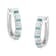 10k White Gold Round and Blue Baguette Diamond Hoop Earrings 0.50ctw