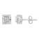 Sterling Silver 1/6ctw Invisible Set Princess-Cut Diamond Quad Stud Earrings