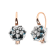 18K Two-tone Gold Round Blue Topaz and Round Diamonds Cluster Floral
Drop Hoop Earrings