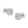 Sterling Silver Round Cut Diamond Square Stud Earrings .04ctw