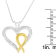 10K Gold Over Sterling Silver Two Toned 1/25ctw Diamond Heart-Ribbon
Pendant With Chain