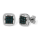 Sterling Silver Rose Cut Treated Blue Diamond Square Stud Earring .25ctw