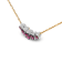 18K Rose Gold Multi-Size Round Ruby and Pave Round Diamonds Curved Bar Necklace