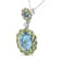 18k White Gold 0.05ctw Round Diamond, Blue Topaz and Peridot Pendant w\chain