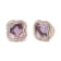 18K Rose Gold Clover Cut Amethyst Gemstone with Round Diamonds Halo Stud Earrings