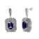 Sterling Silver Diamond Accent and 7x5mm Purple Amethyst Stud Earrings