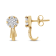 14K Yellow Gold 3/4ctw Diamond Floral Cluster Drop and Dangle Stud Earrings