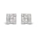 10K White Gold 1/7 Cttw Round and Baguette Diamond Mosaic Square Stud Earrings