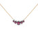 18K Rose Gold Multi-Size Round Ruby and Pave Round Diamonds Curved Bar Necklace