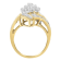 1.00ctw Round And Baguette Diamond 10K Yellow Gold Cluster Ring
