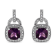 Sterling Silver 8MM Cushion Shaped Amethyst and Diamond Accent Halo with
Push Back Dangle Earrings