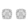 Sterling Silver 1/2ctw Round and Princess-Cut Diamond Stud Earrings