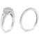 Sterling Silver 1/3ctw Diamond 7 Stone Cluster and Halo Engagement and
Wedding Band Set