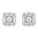 Sterling Silver 1.0ctw Round Diamond Double Halo and Disc Stud Earring