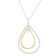 14K Two-Tone Gold Round Cut Diamond Double Burst Pendant Necklace 1.00ctw
