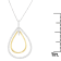 14K Two-Tone Gold Round Cut Diamond Double Burst Pendant Necklace 1.00ctw