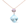18K Two-tone Gold Cushion Cut Blue Topaz and Round Pink Amethyst with
Diamond Accent Dangle Pendant