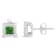 Sterling Silver Color Treated Princess Green Diamond Quad Stud Earring 1/2ctw