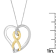 14K Gold and Silver Heart Bow Pendant With Chain