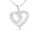 0.50ctw Double-Row Diamond Sterling Silver Heart Pendant with Chain
