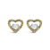 Sterling Silver 1/6 Cttw Yellow Diamond Open Double Heart Stud Earrings
