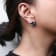 18K White Gold Clover Cut Blue Topaz Gemstone with Round Diamonds Halo
Stud Earrings