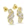 10K Yellow Gold Over Sterling Silver Round Cut Diamond Swirl Earrings .08ctw