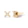 10K Yellow Gold 1/10 Cttw Round and Baguette Diamond Criss Cross X Stud Earring