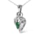 Sterling Silver Pear Emerald and Diamond Accent Heart Pendant Chain- 18 Inches