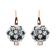 18K Two-tone Gold Round Blue Topaz and Round Diamonds Cluster Floral
Drop Hoop Earrings