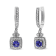 14K White Gold 4x4 mm Cushion Blue Tanzanite and 1/3ctw Diamond Halo
1" Inch Drop Earrings