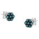 Sterling Silver Treated Blue Diamond Floral Stud Earrings .50ctw