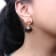 18K Yellow Gold Round Citrine and Cushion Cut Smoky Quartz Gemstone with
Diamond Accent Earrings