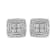 Diamond Accented Square-Shaped Sterling Silver Milgrain Stud Earrings